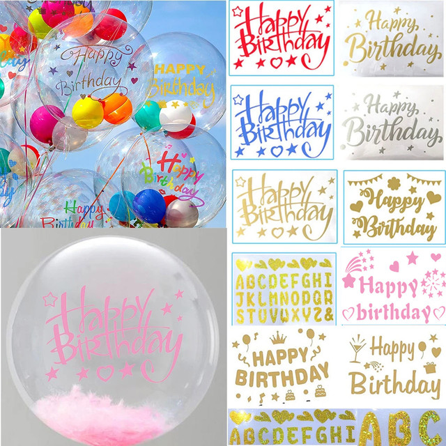 Letter Happy Birthday Stickers Big Clear  Stickers Letters Transparent  Balloons - Party & Holiday Diy Decorations - Aliexpress